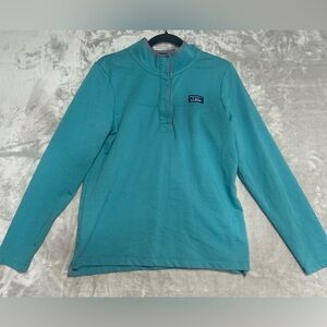 L.L. Bean Soft Cotton Rugby Henley Sweatshirt Teal Mens Medium